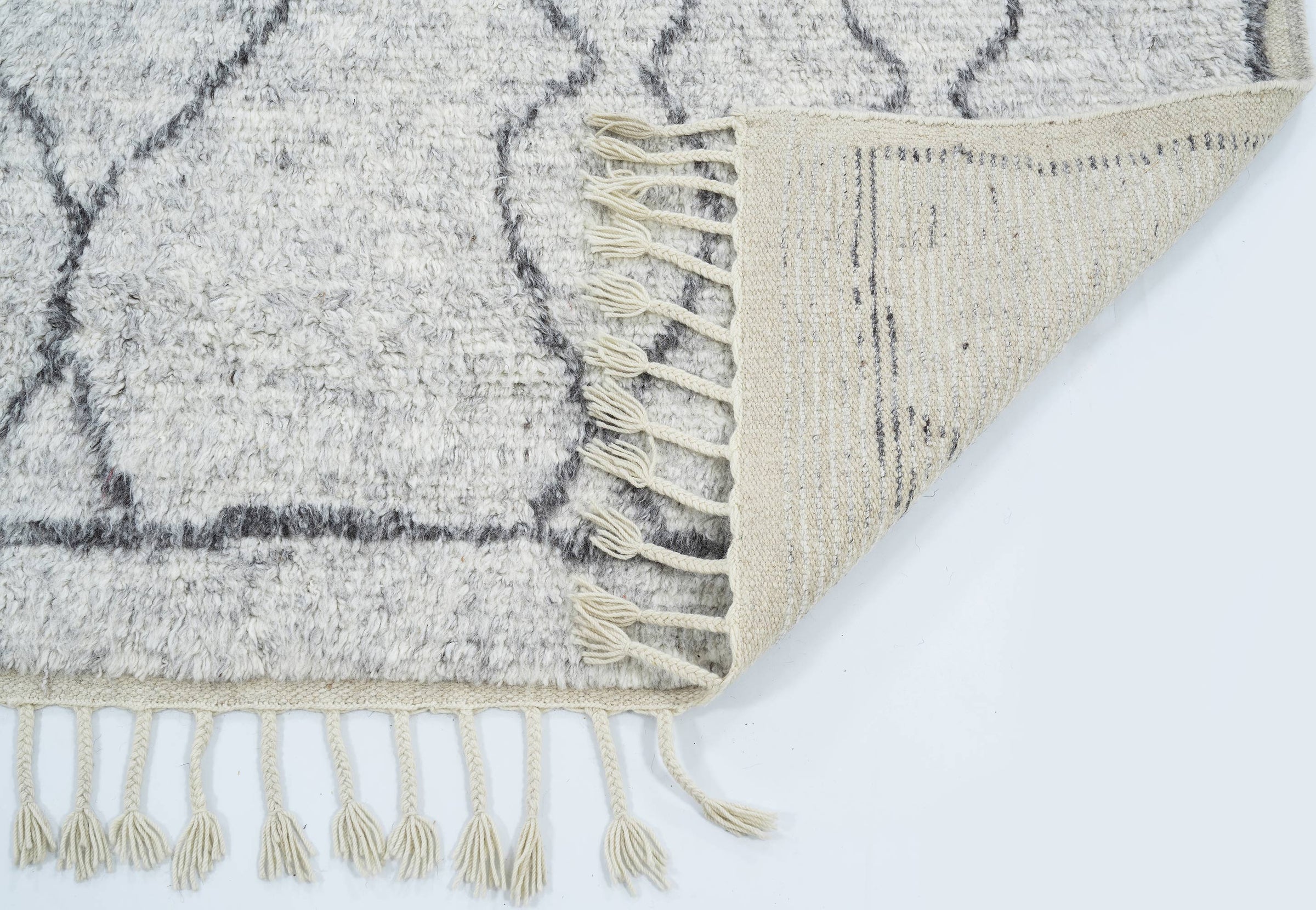 Deep Pile Bloom Storm Wool Rug, Hand-Knotted Plush High-Low Pile, Charcoal Blue Area Rug 8x10 | Custom Size