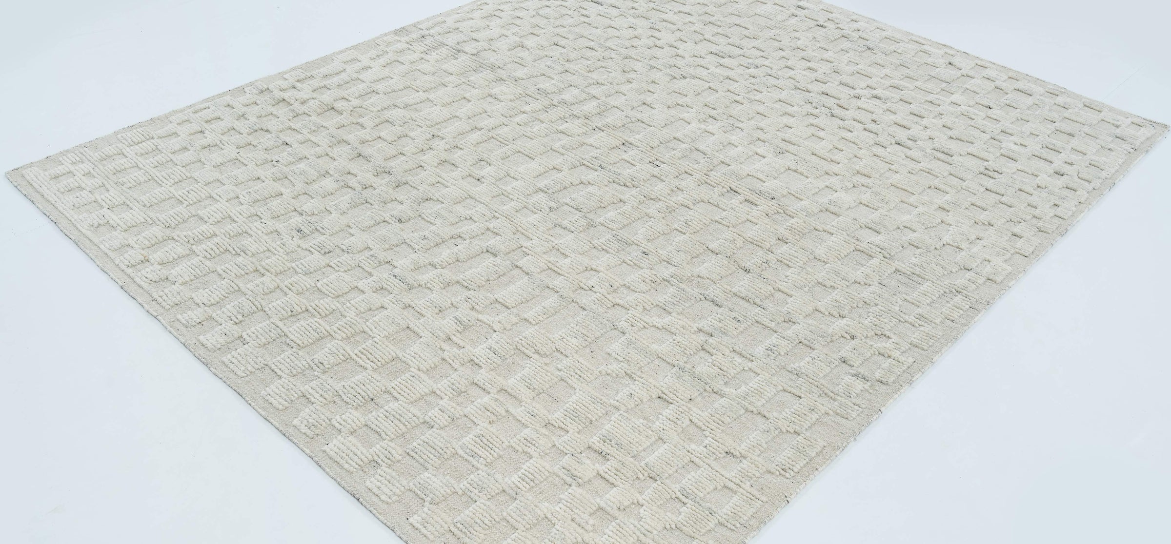 Still Water Branch Cream Wool Rug, Hand-Knotted Tonal Washed Pattern, Cream Area Rug 8x10 | Custom Size