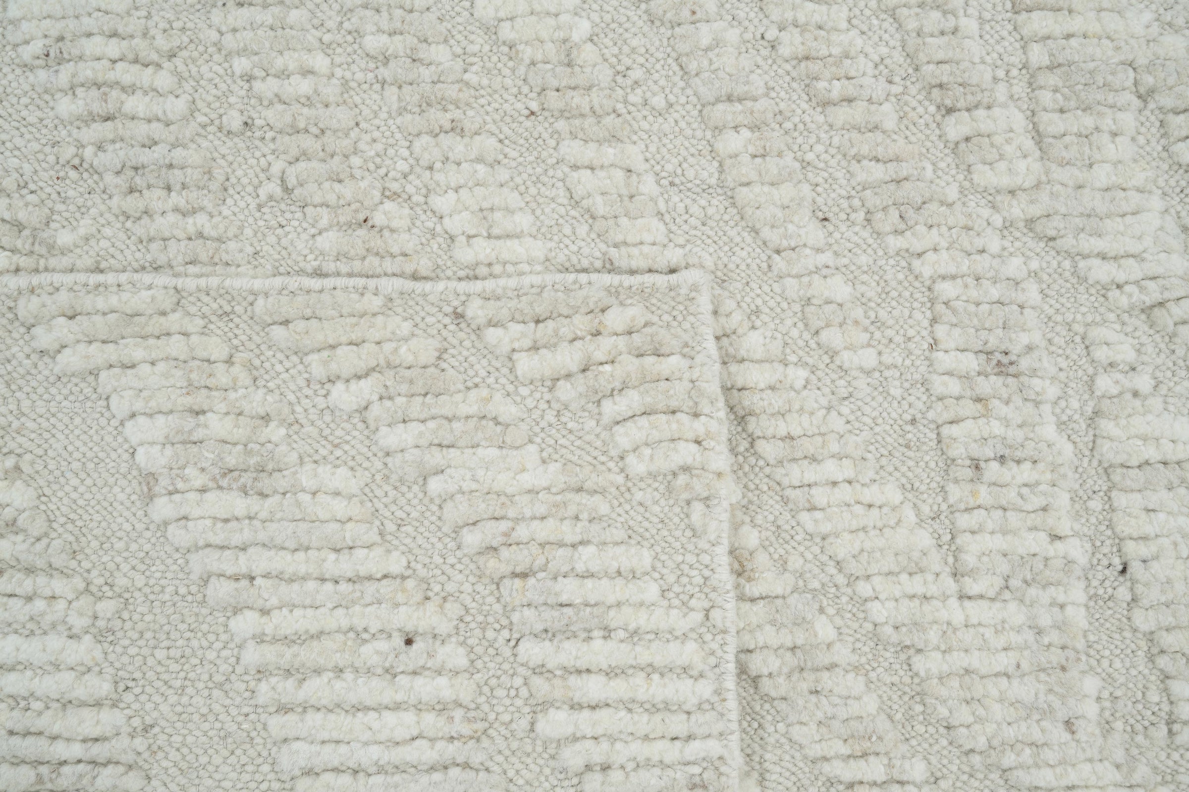 Still Water Burnish Ivory Wool Rug, Hand-Knotted Tonal Washed Pattern, Ivory Cream Area Rug 8x10 | Custom Size