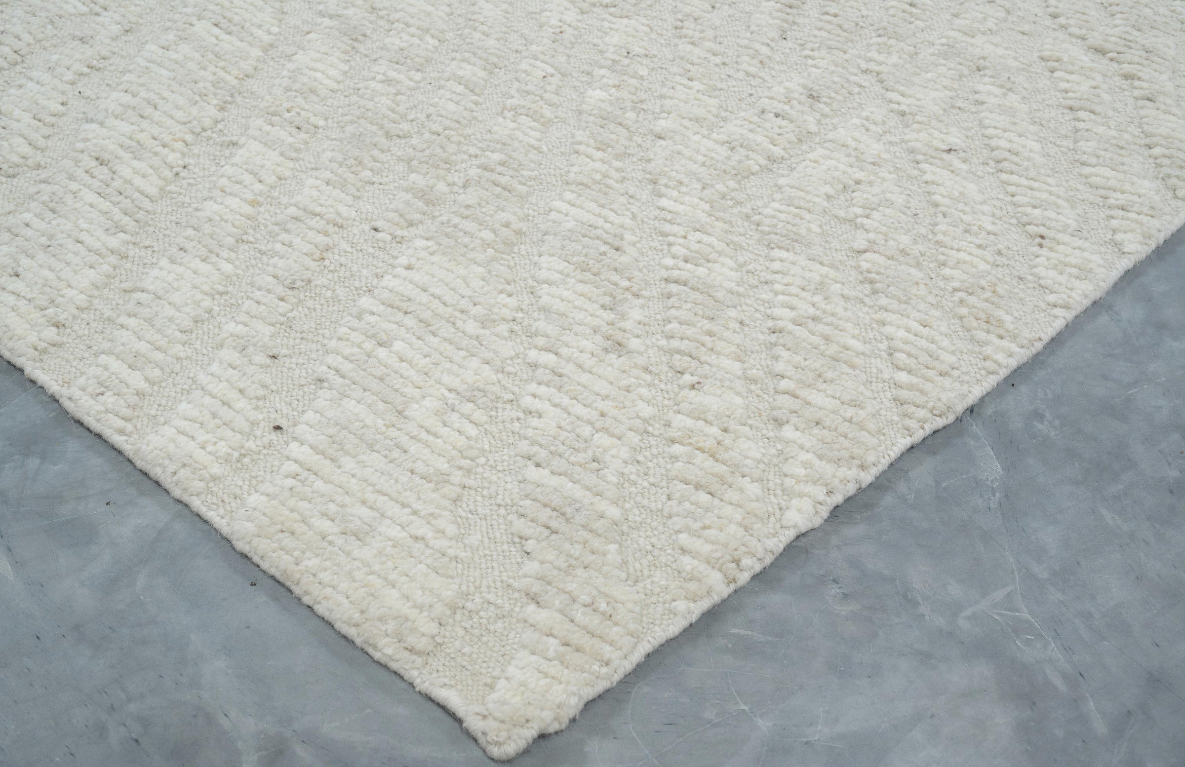 Still Water Burnish Ivory Wool Rug, Hand-Knotted Tonal Washed Pattern, Ivory Cream Area Rug 8x10 | Custom Size