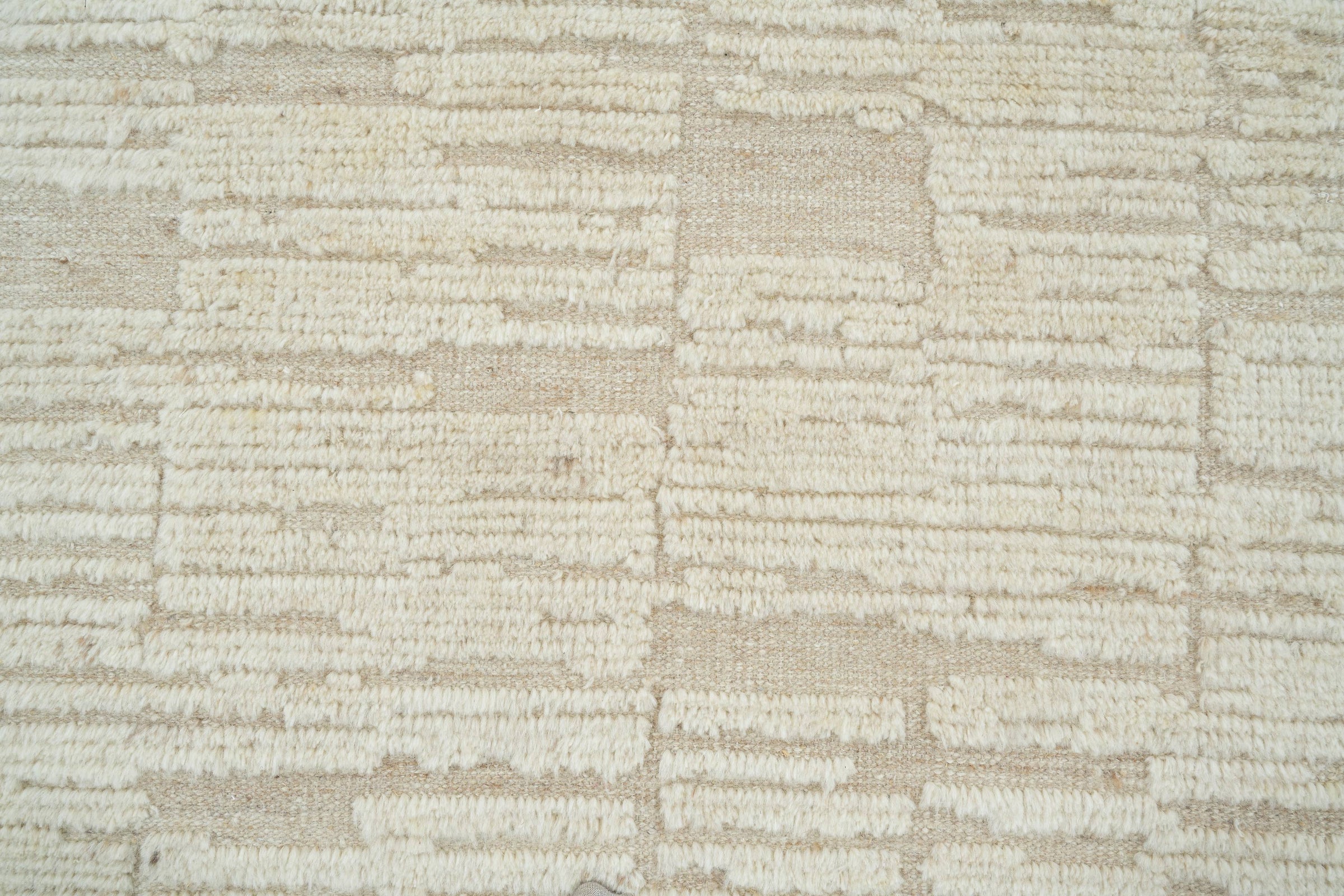 Deep Pile Cairn Ivory Wool Rug, Hand-Knotted Plush High-Low Pile, Ivory Cream Area Rug 8x10 | Custom Size
