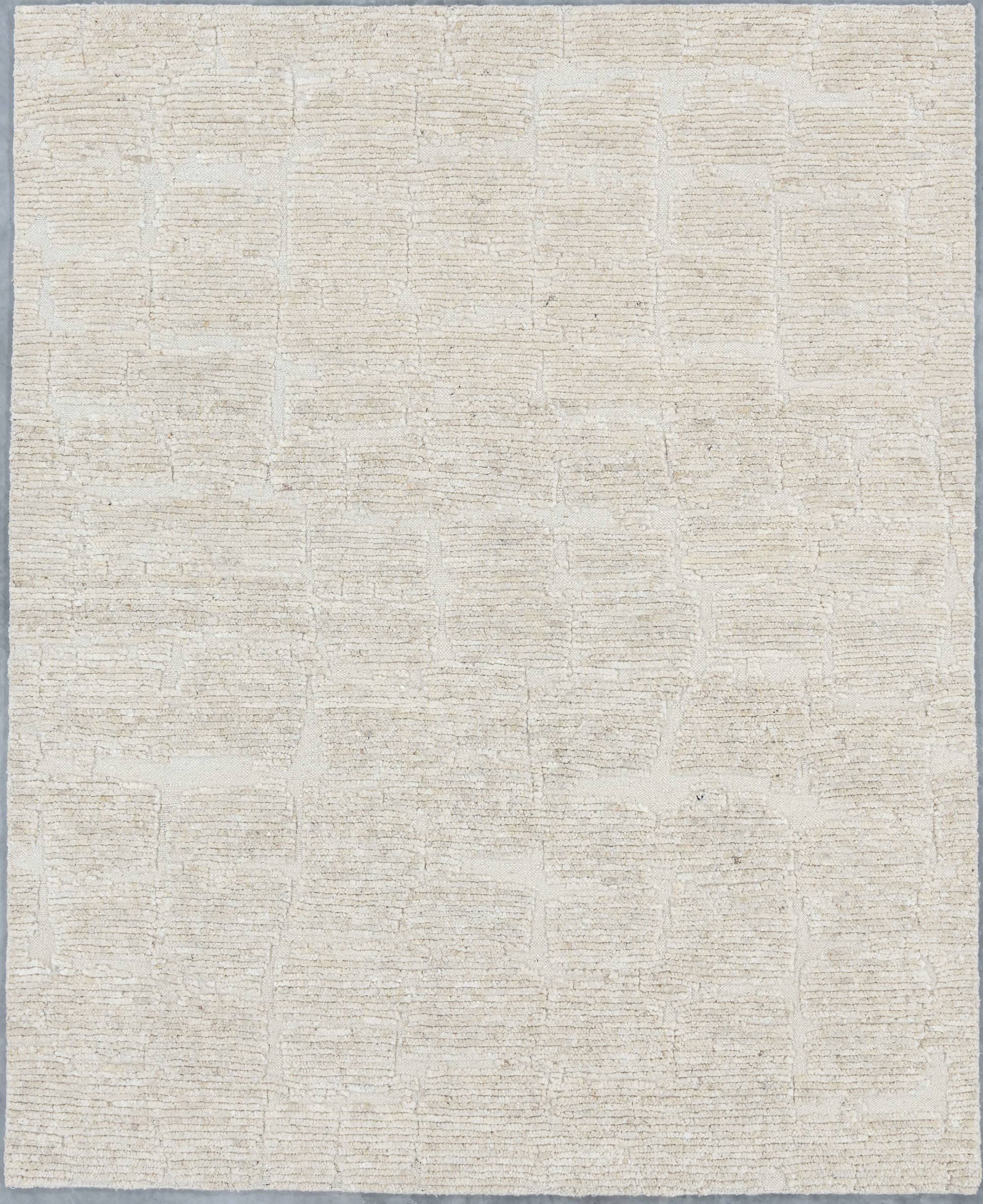 Still Water Canyon Cream Wool Rug, Hand-Knotted Tonal Washed Pattern, Cream Area Rug 8x10 | Custom Size