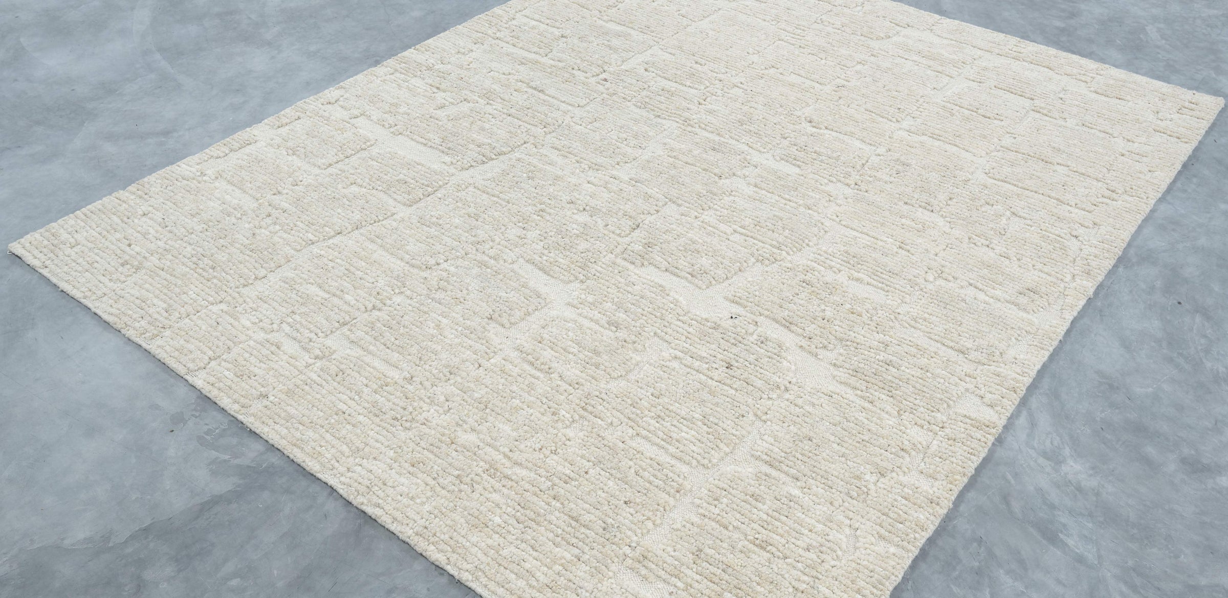 Still Water Canyon Cream Wool Rug, Hand-Knotted Tonal Washed Pattern, Cream Area Rug 8x10 | Custom Size