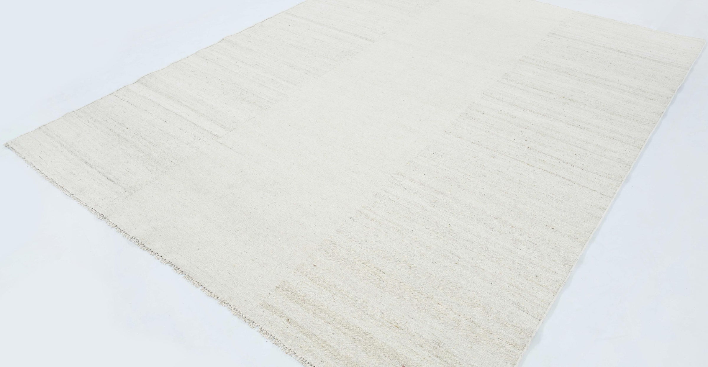 Soft Ground Cove Cream Wool Rug, Hand-Woven Low-Pile Flatweave, Cream Area Rug 8x10 | Custom Size