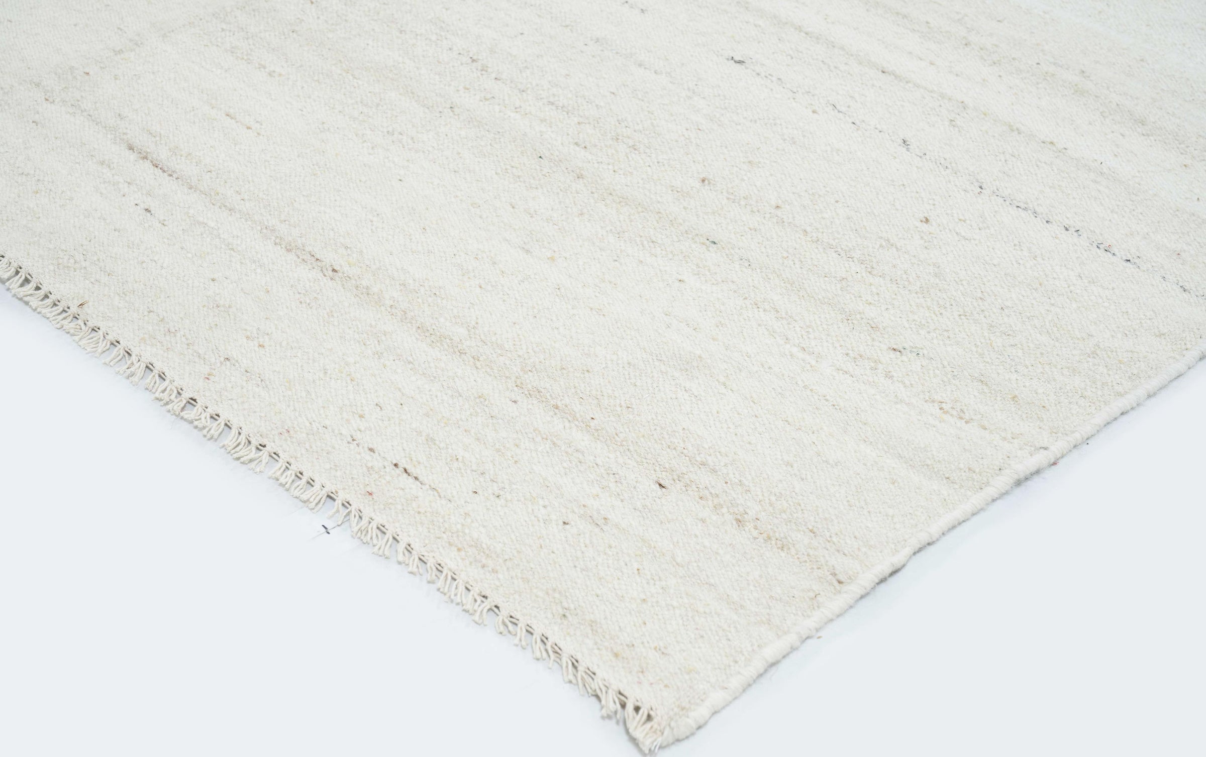 Soft Ground Cove Cream Wool Rug, Hand-Woven Low-Pile Flatweave, Cream Area Rug 8x10 | Custom Size