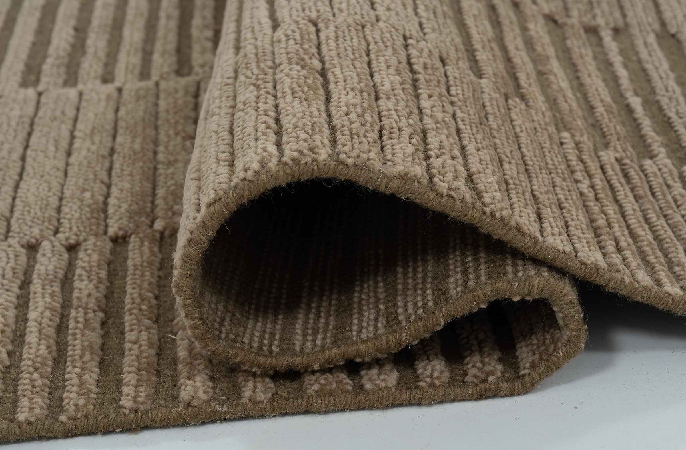 Deep Pile Cruise Sienna Wool Rug, Hand-Knotted Plush High-Low Pile, Burnt Sienna Area Rug 8x10 | Custom Size